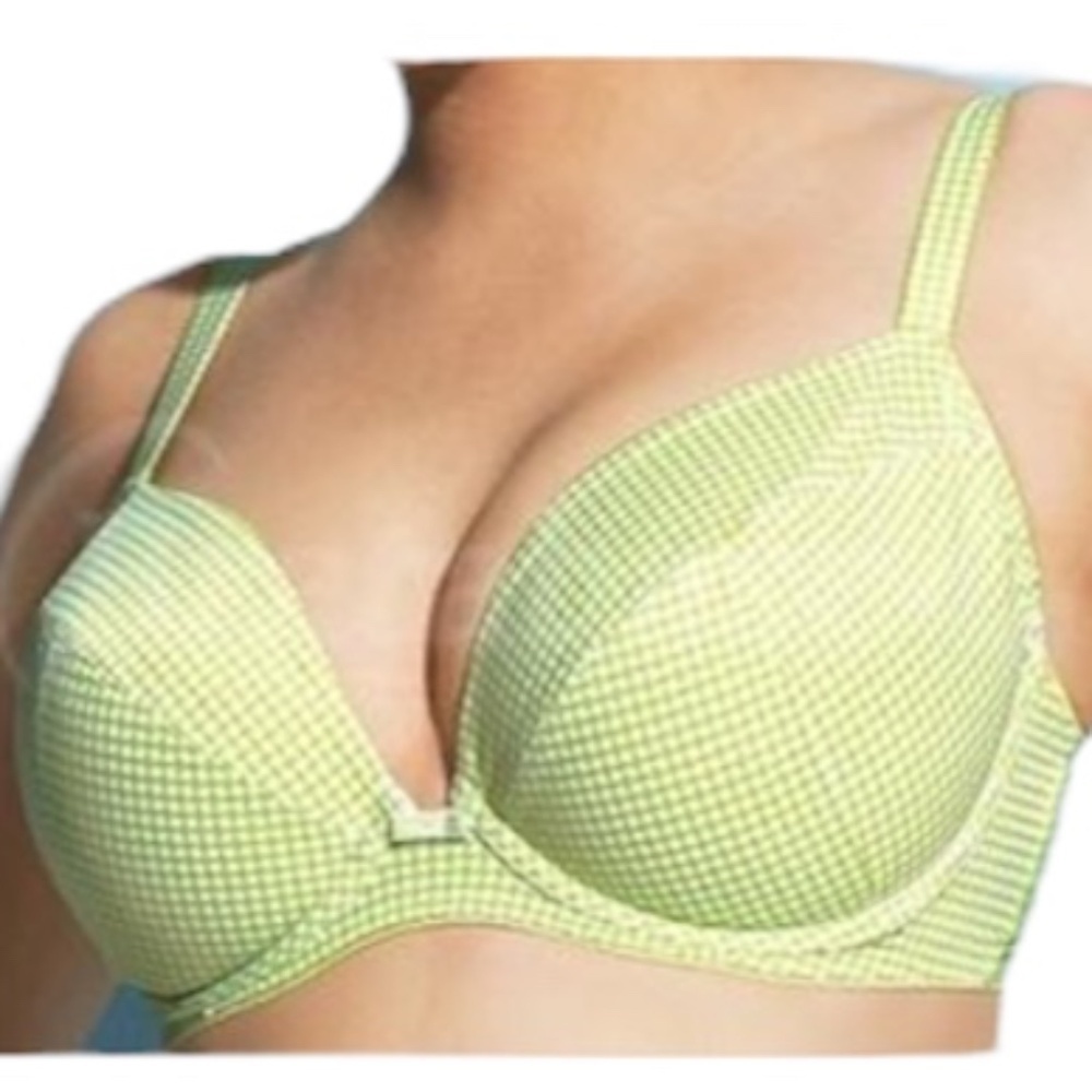 FREYA retro plunge green white gingham check underwire bra 4253 34D